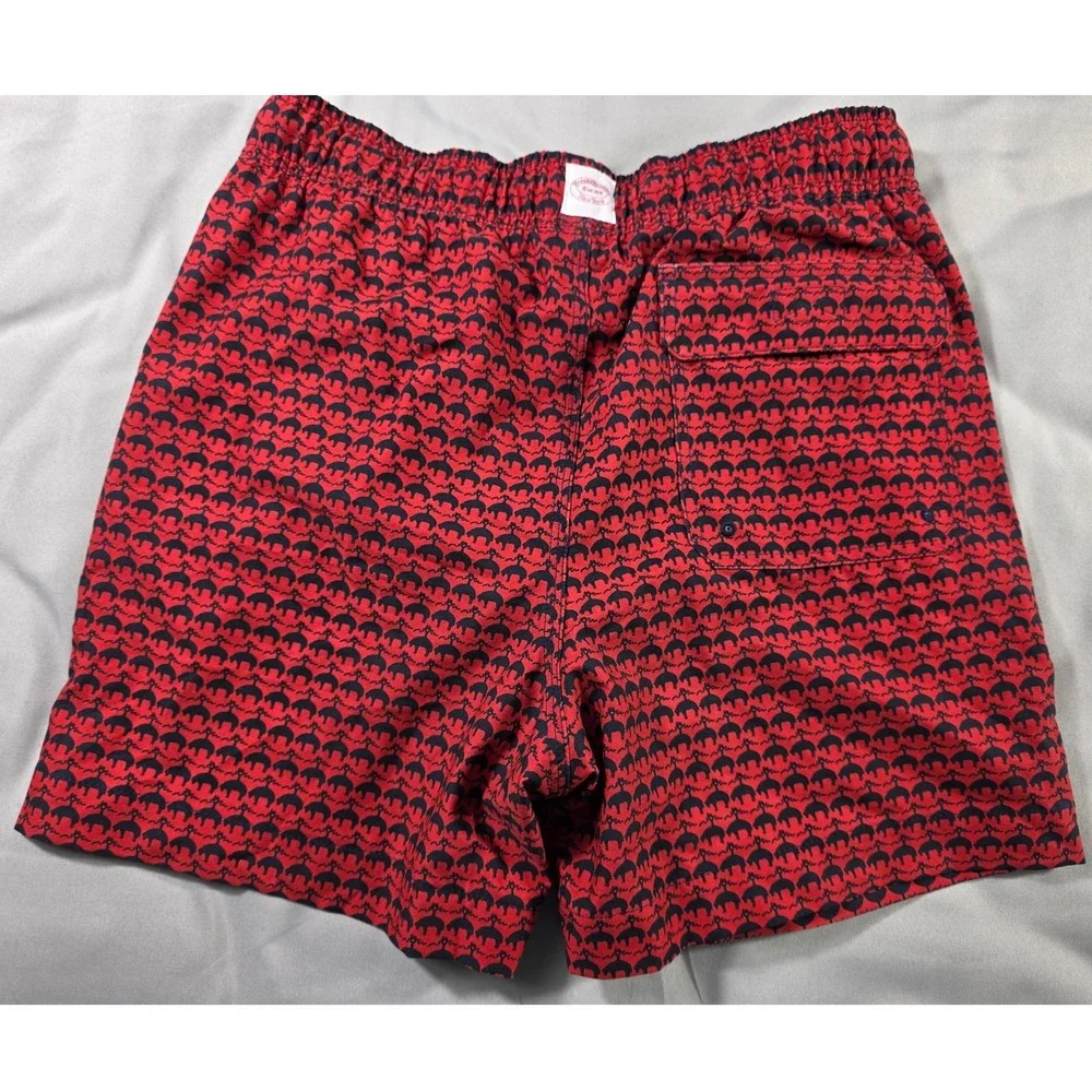 Brooks Brothers Swim Trunks Men Small All Over Print Logo Mesh Lined 5